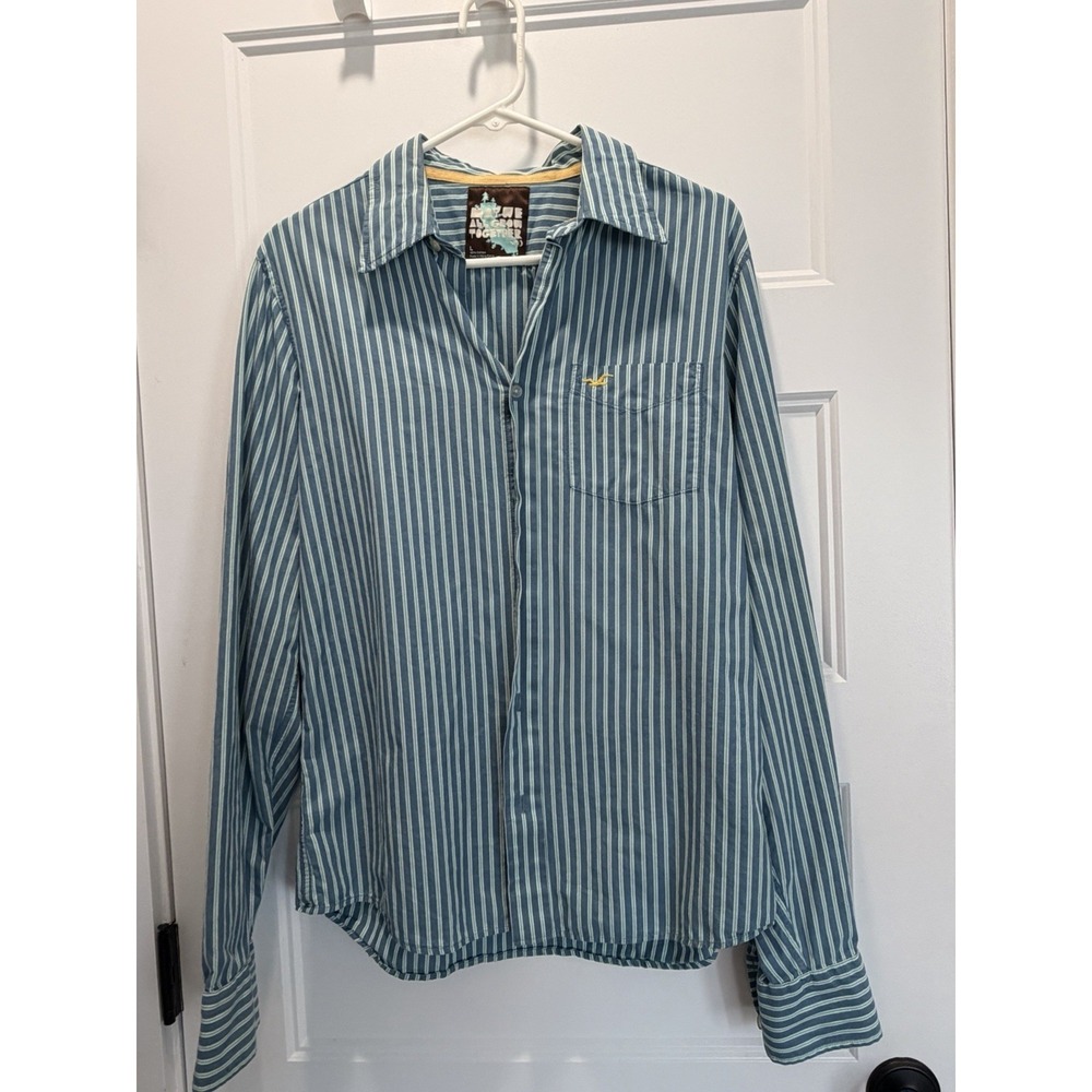 May We All Grow Together MWAGT Blue Striped Long Sleeve Shirt Bear Logo Men's L